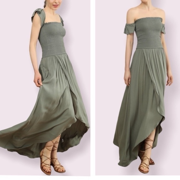 Frida Green Off Shoulder Dress